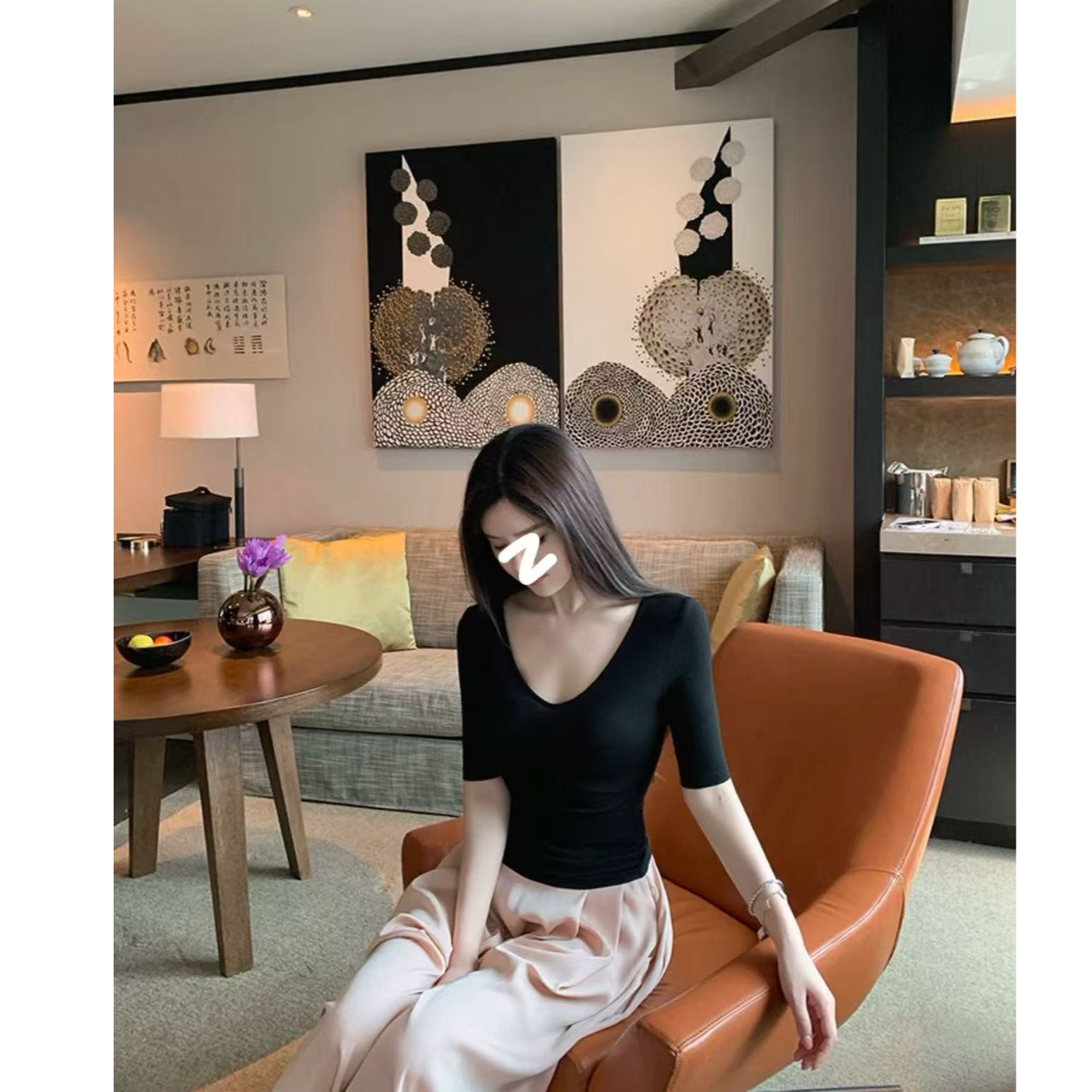 【无垫肩】韩版高级感设计款前后两穿修身显瘦洋气百搭简约款T9068