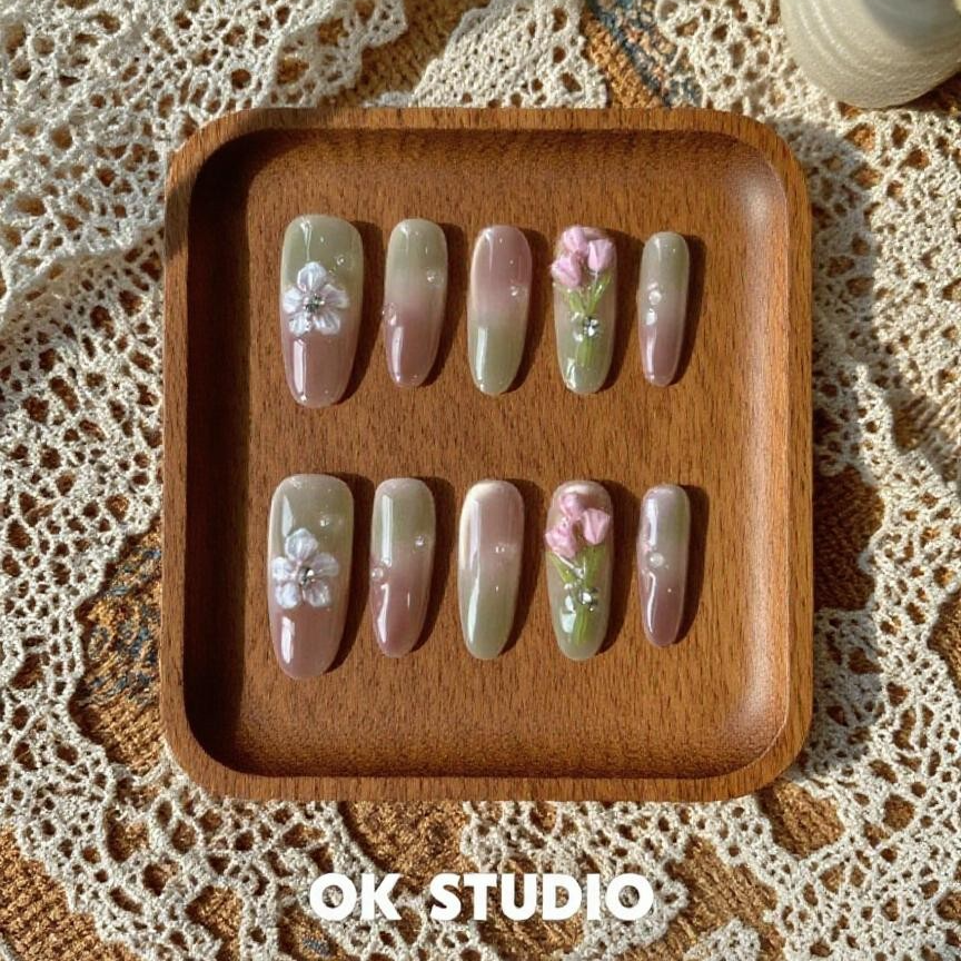 OKNail【郁金香宣言 】纯手工穿戴甲拆卸穿戴甲