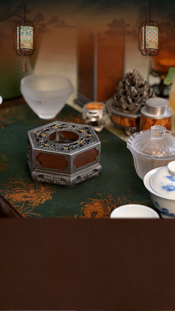 古篱梅花温茶炉  