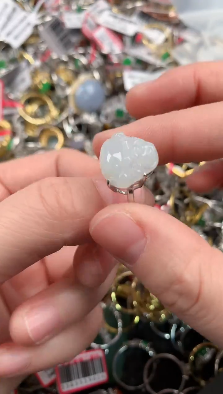 银S925镶嵌戒指翡翠10   5