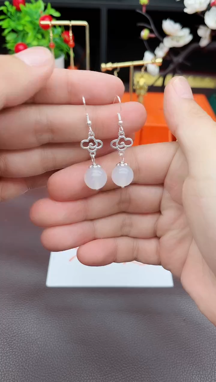 玛瑙/玉髓耳饰银S925镶嵌101000