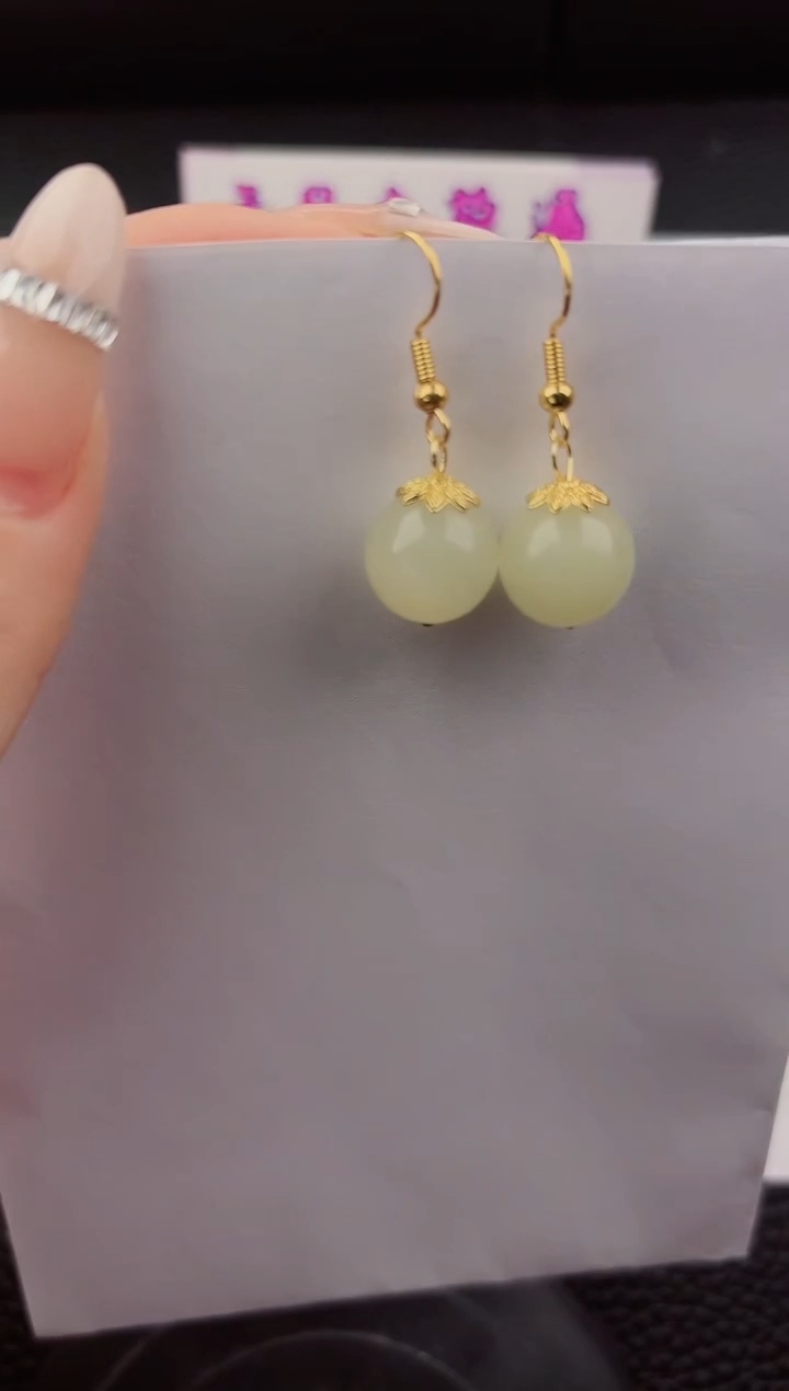 合金石英质玉耳钉555嗨购微色差T黄