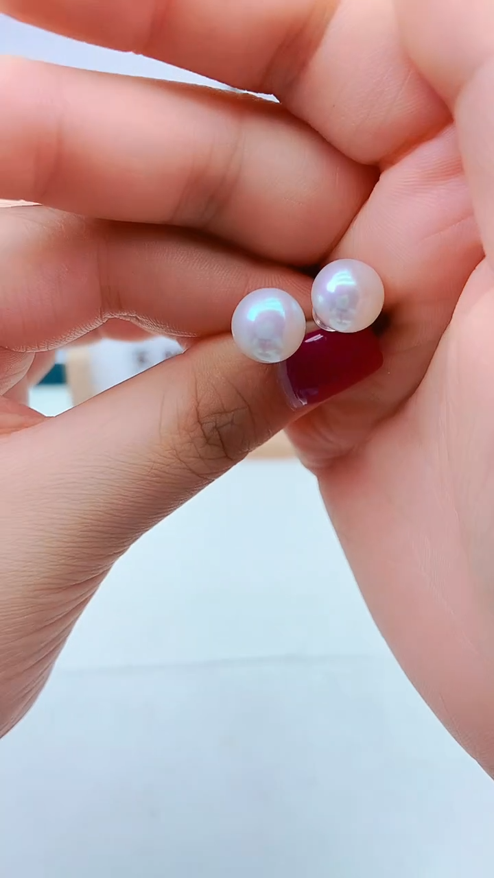银S925镶嵌耳饰海水珍珠100/澳粉耳钉
