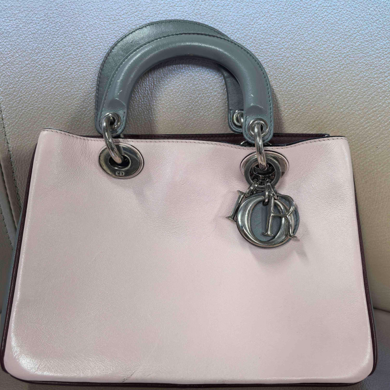 99新 DIOR/迪奥 VIP DISSON 裸粉色拼雾霾蓝 煜橦奢品a