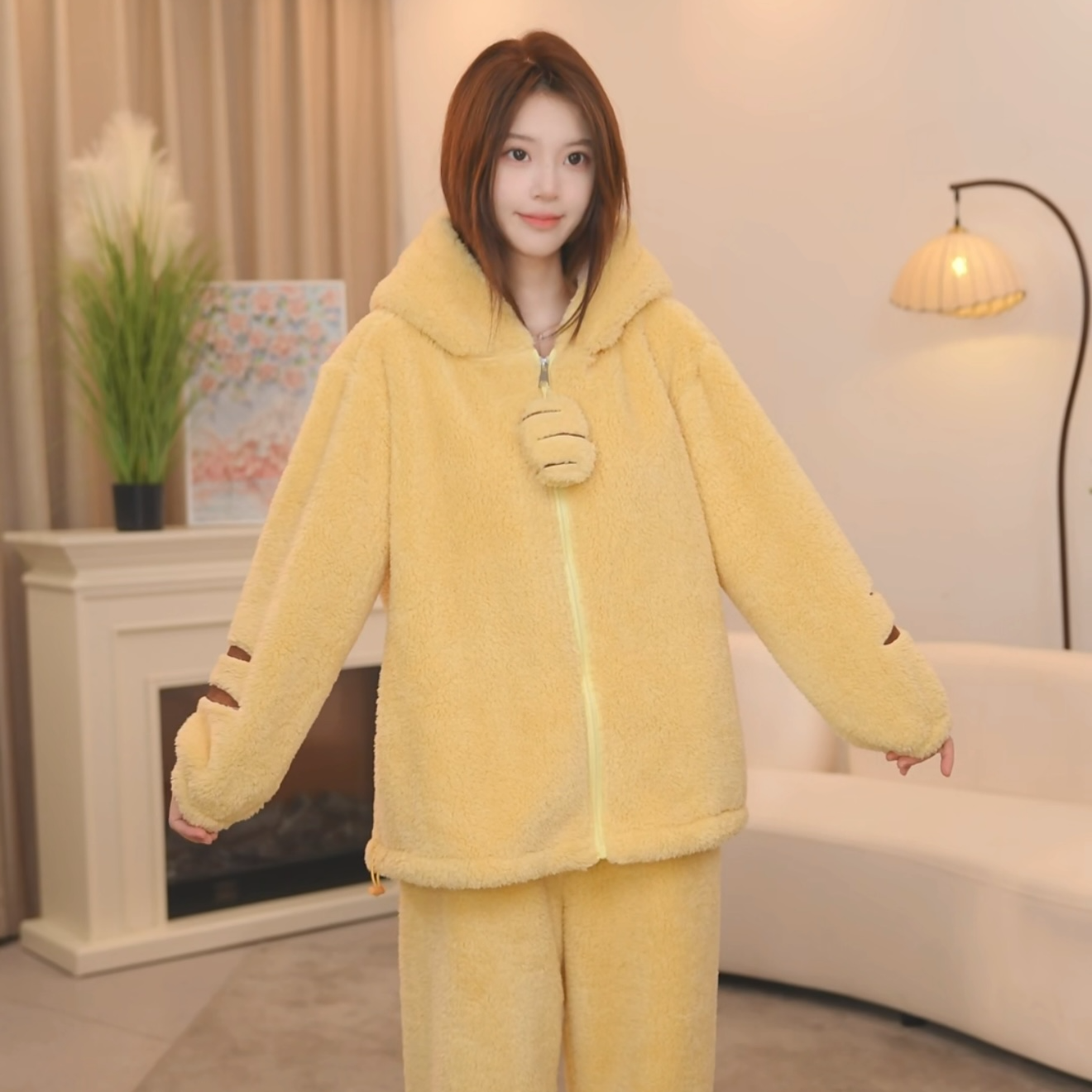 【暖阳萌虎】2025新款冬季宽松加绒加厚家居服睡衣套装