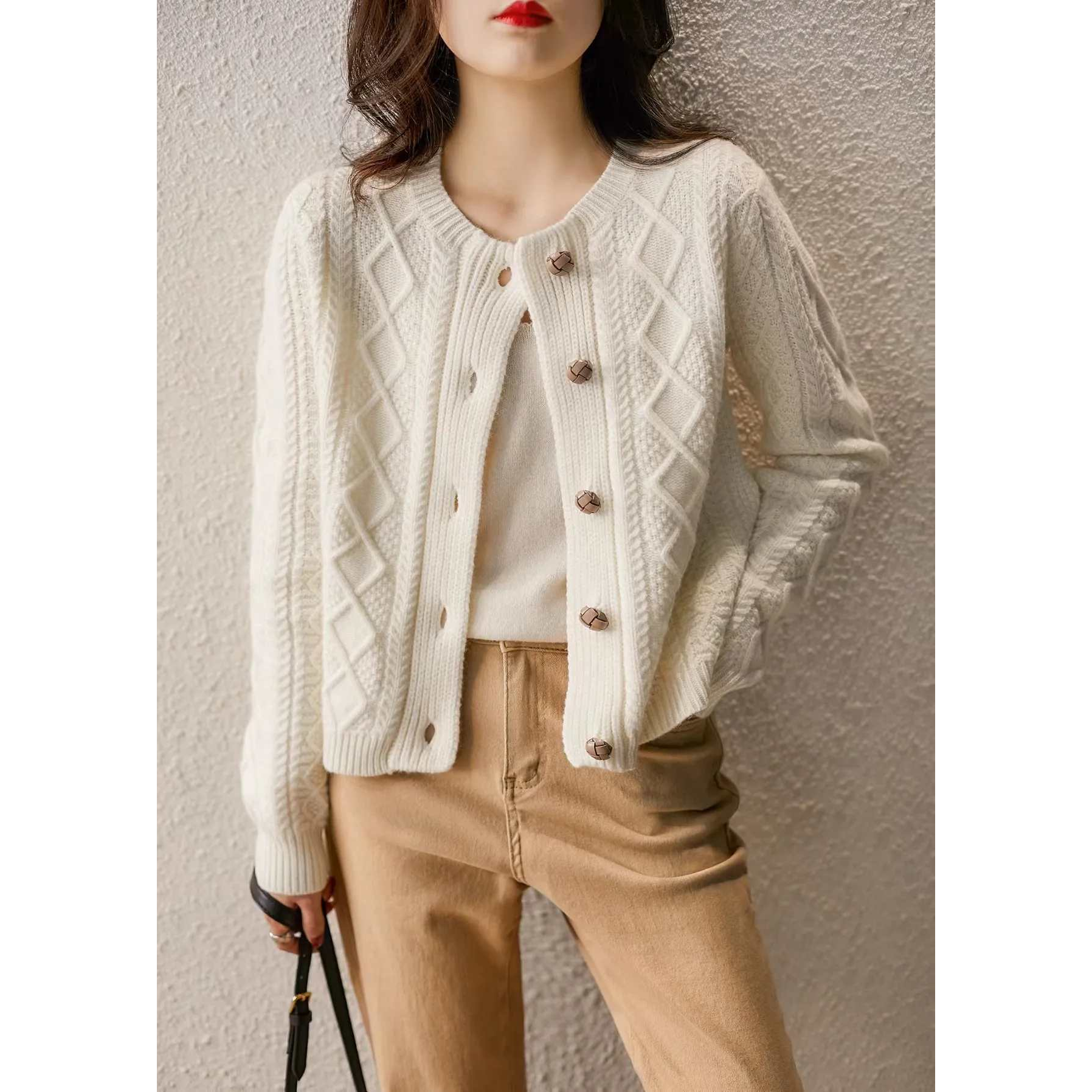 【编号241-280】秋冬麻花休闲粗针织毛衣外套开衫女上衣