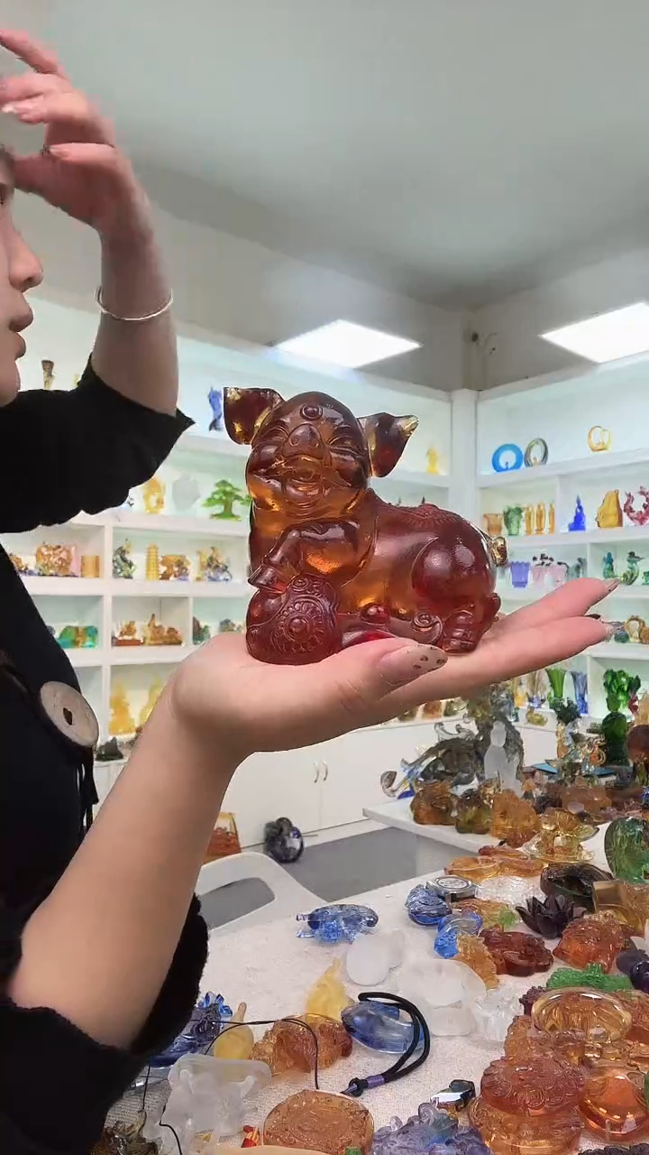 手工艺品琉璃如意猪