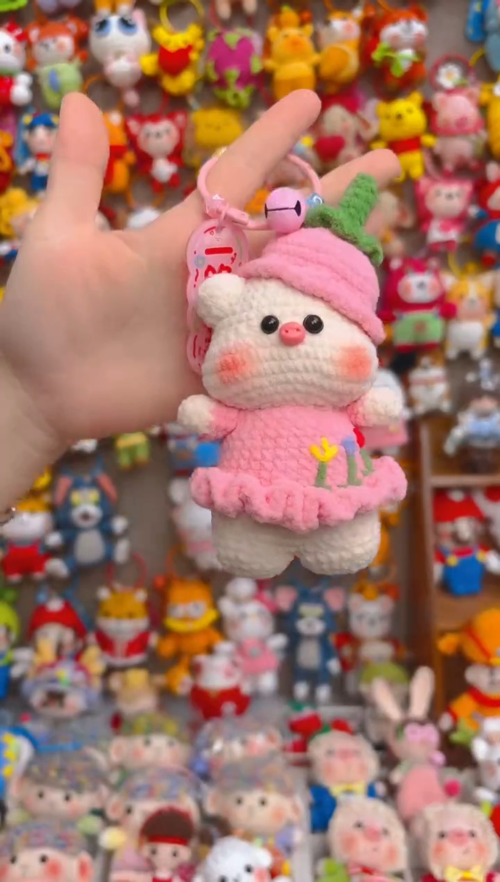 纯手工制作毛线钩织成品粉色小猪