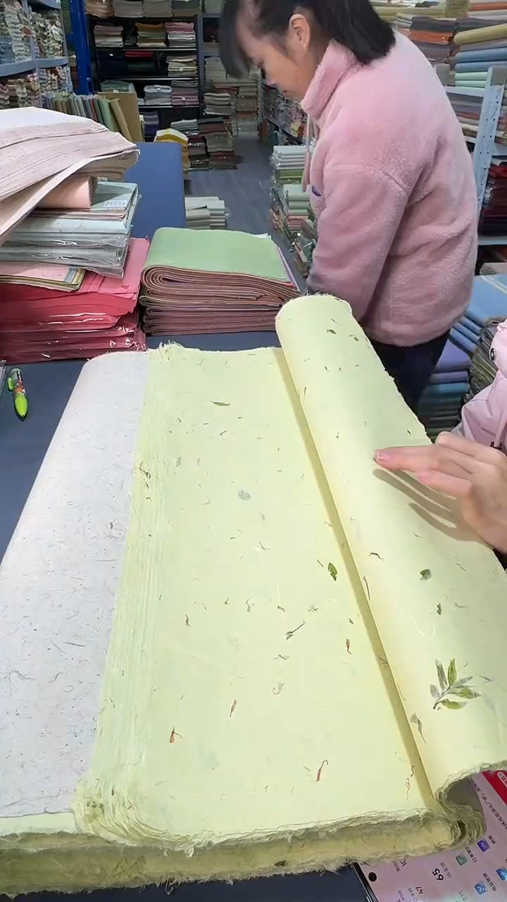 纯手工61*180cm50张茶叶红花丝绒楮皮笺