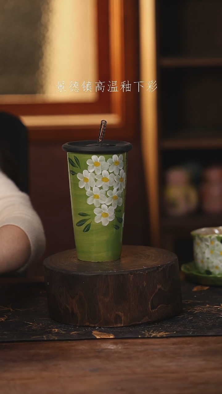 陶瓷 景德镇高温釉下手绘陶瓷@L107@