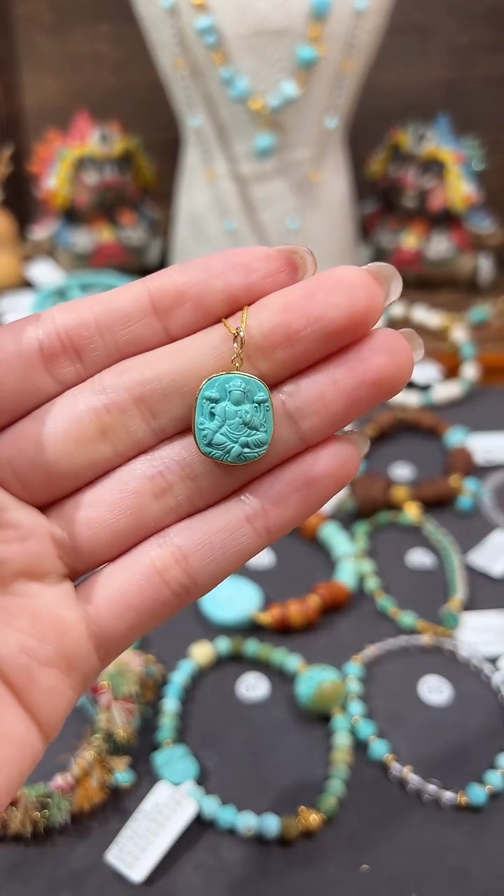 【闪购商品】绿松石18K金镶嵌颈饰绿松石吊坠