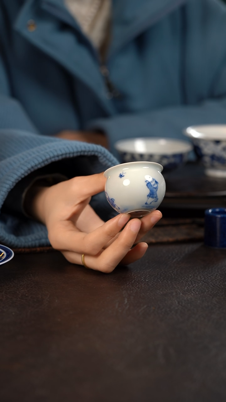 【闪购商品】杯聚澜堂童子扑蝶小缸杯