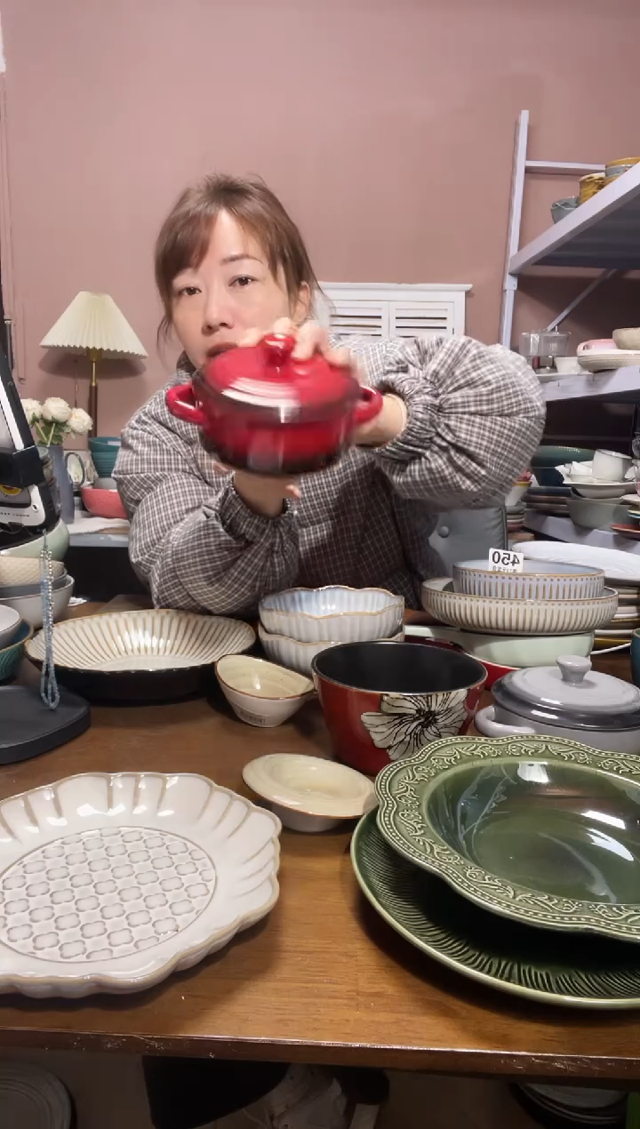 陶瓷微瑕（1个装）红色盖碗