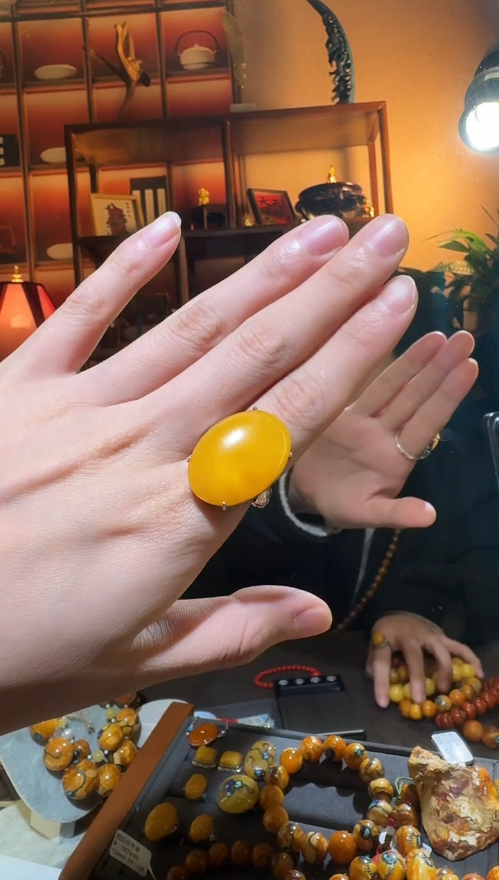 蜜蜡颈饰银S925镶嵌5546天然蜜蜡珠宝奇石