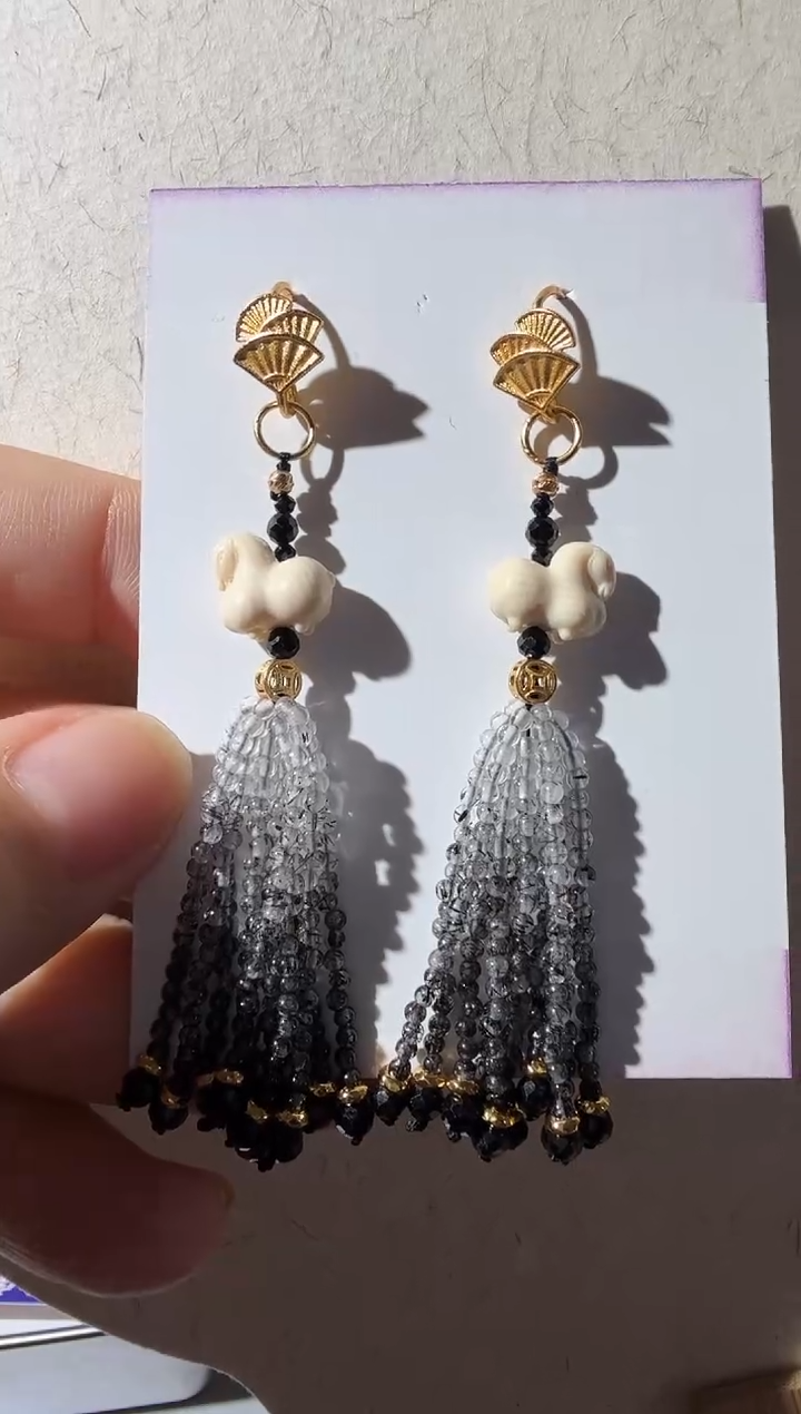 【闪购商品】发晶耳坠未镶嵌黑发晶耳坠多样性发货