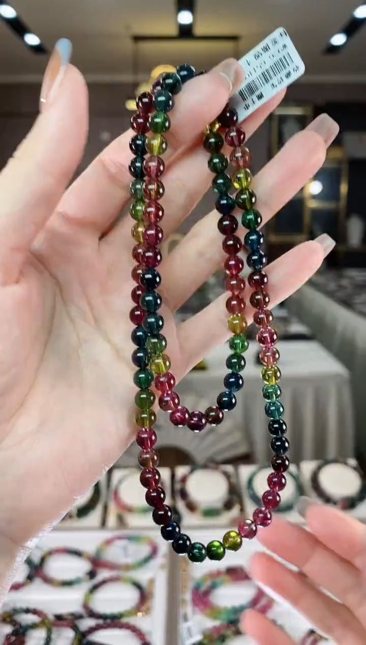 【闪购商品】碧玺三圈手串6mm+未镶嵌一物一证dan