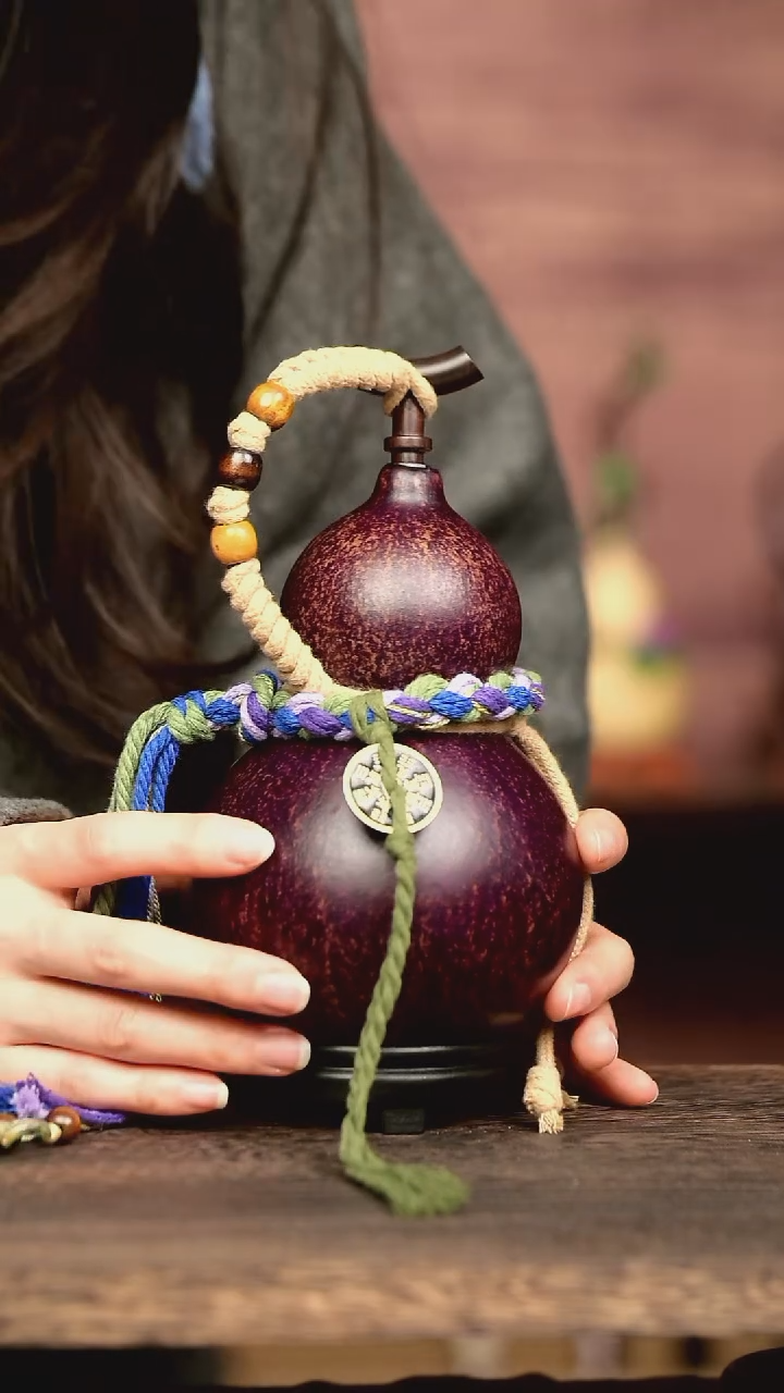 146号中药煮色  600ml左右 大漆葫芦水壶/酒壶 一物一拍