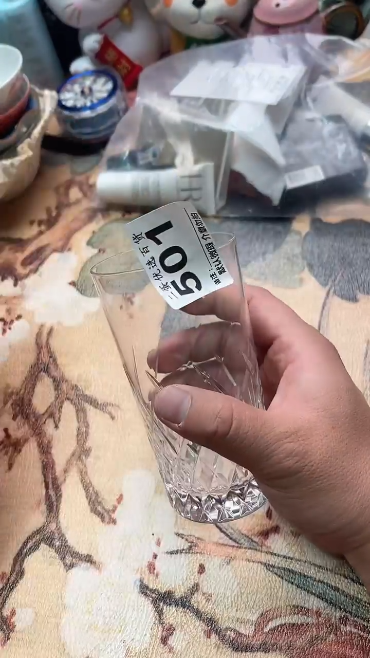 摆件静*@瓷器纯白色条纹状杯