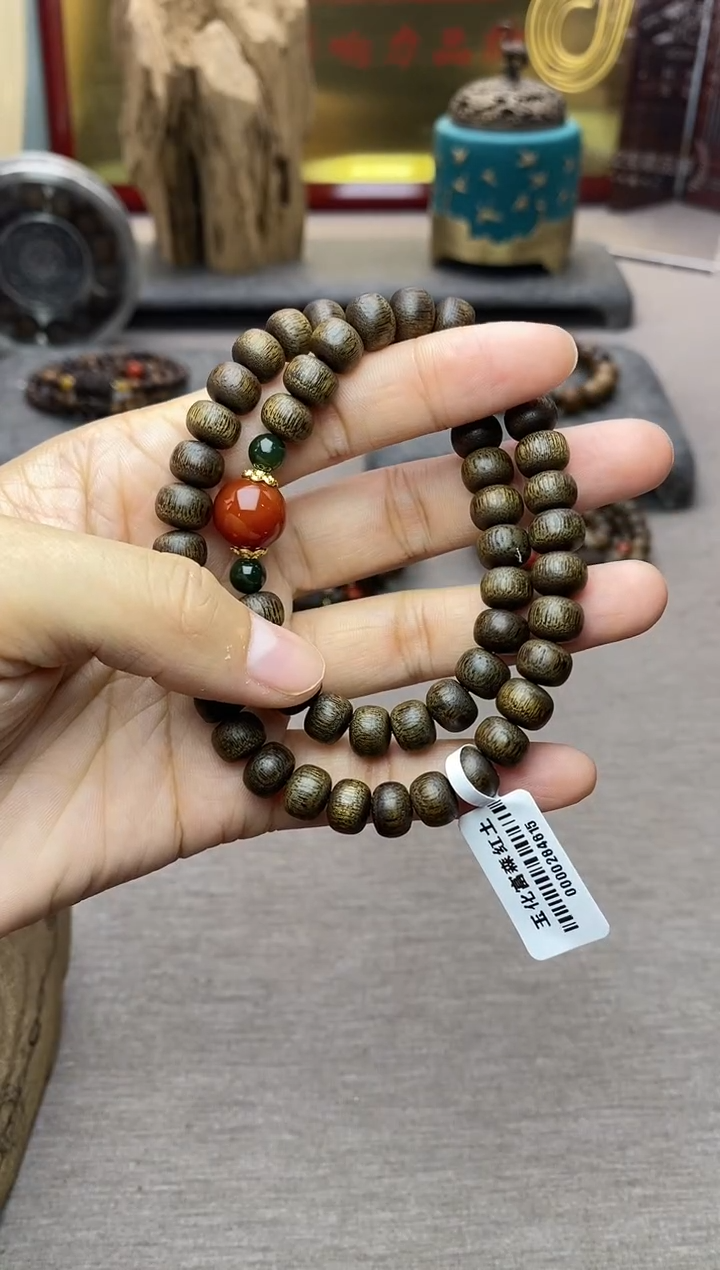 【闪购商品】沉香手串富森红土6*8玉化沉水＋配饰双圈设计