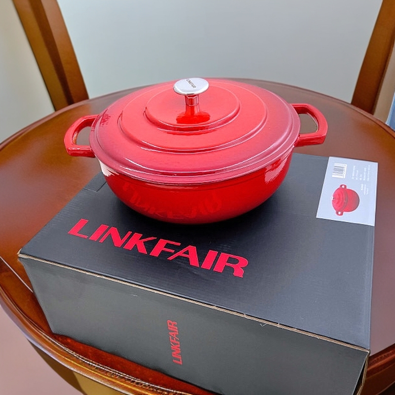 凌家28cm红色珐琅锅 高约10cm 重12斤