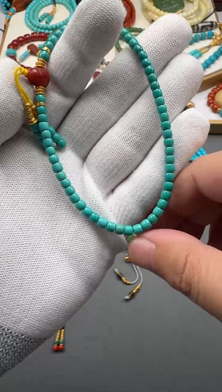 18K金镶嵌绿松石手串芝*~11111