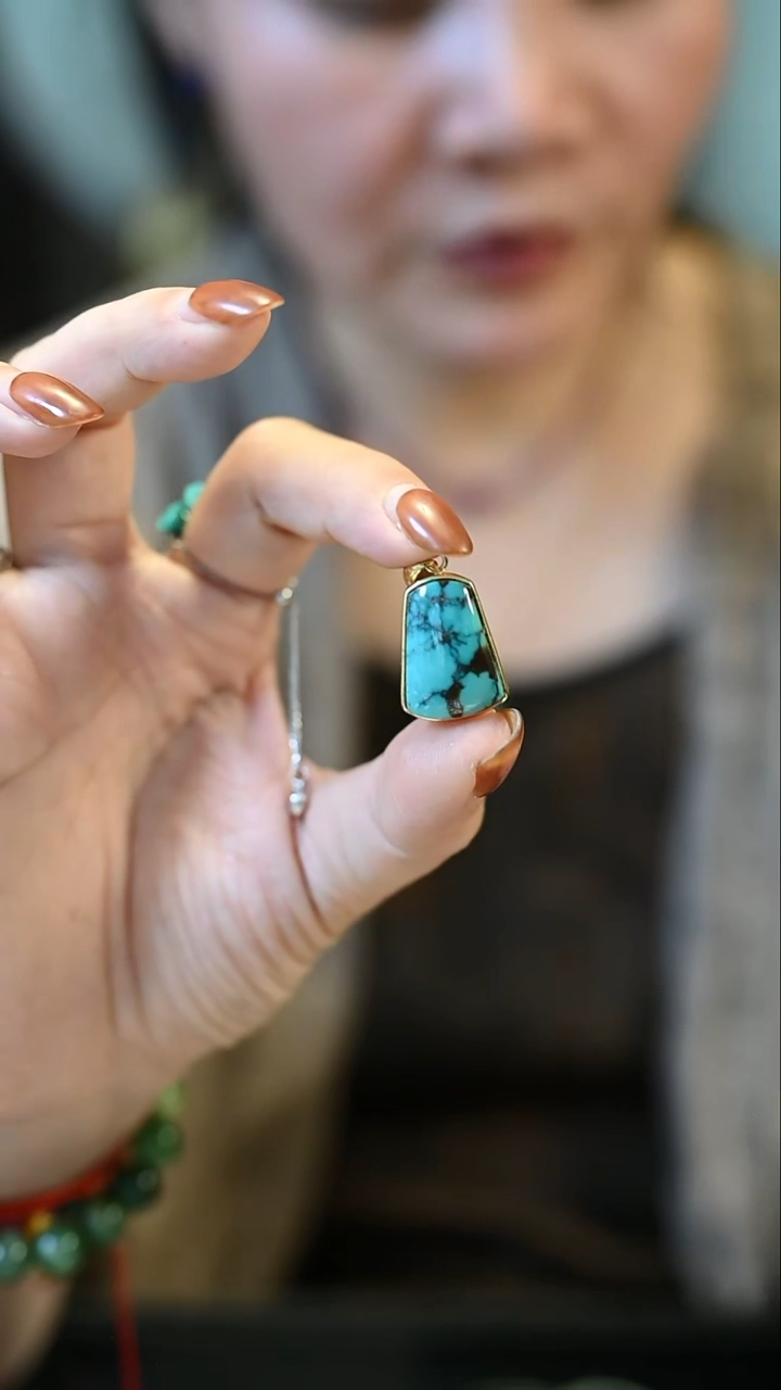 银S925镀金镶嵌绿松石吊坠(赠链)全量