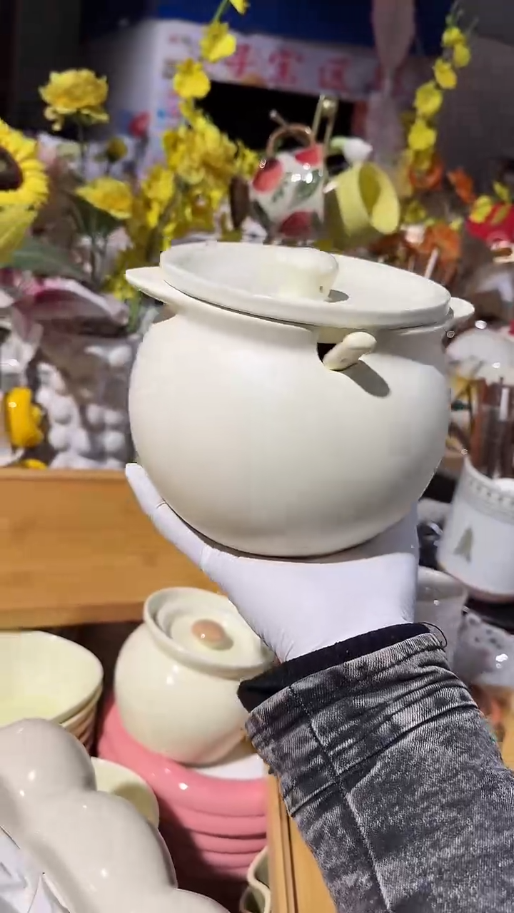 陶瓷奶油猪油罐带勺子微瑕 凑满20元包邮