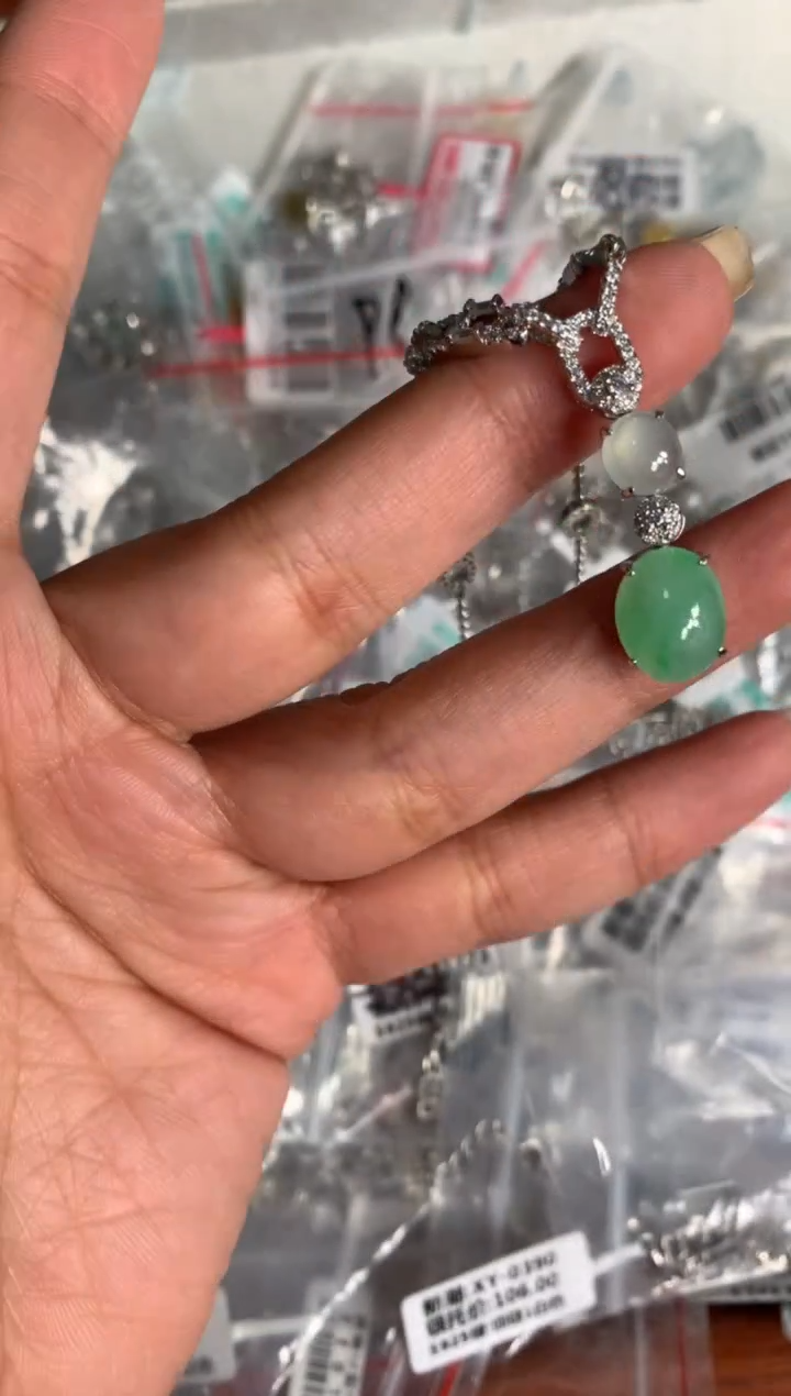 银S925镶嵌戒指翡翠项链