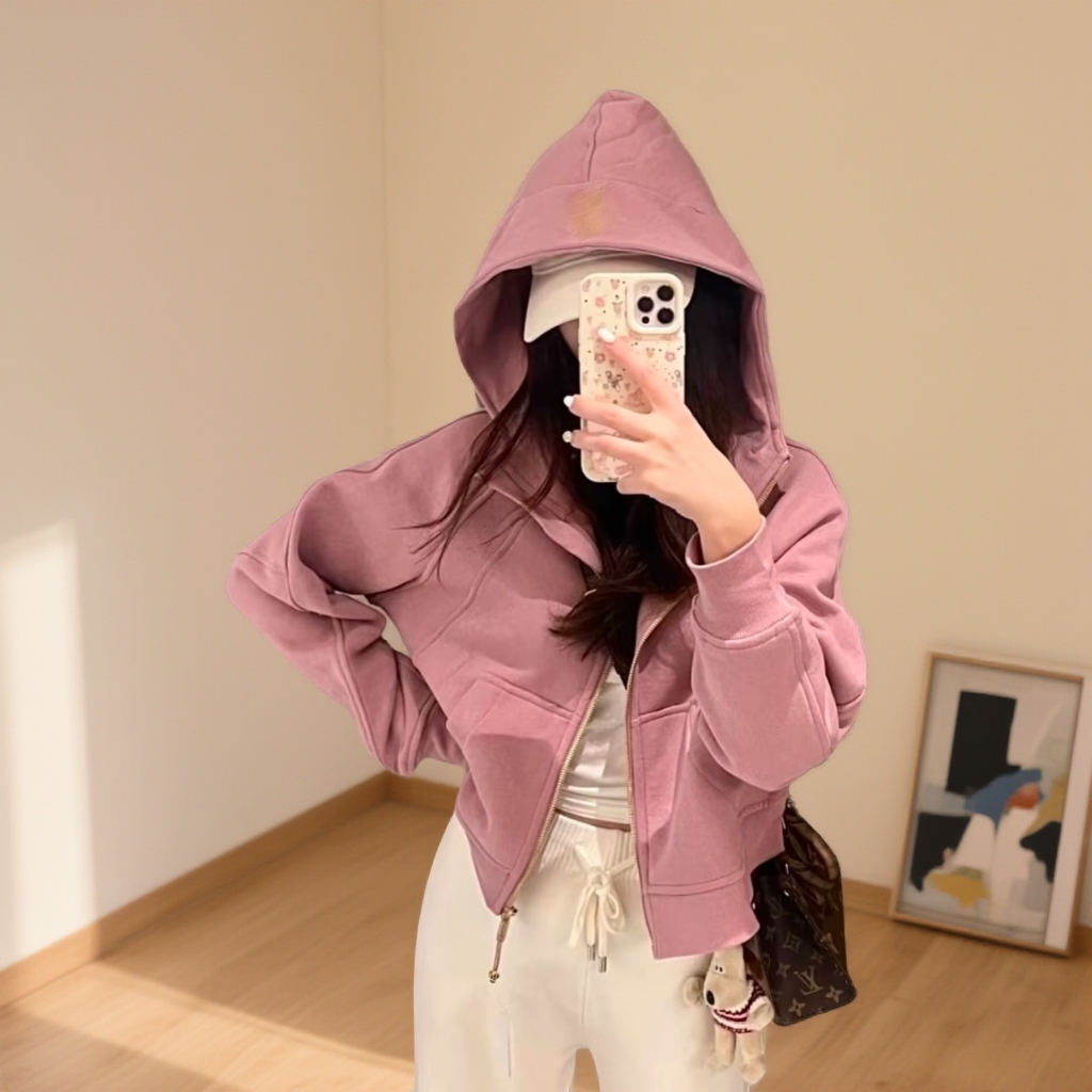 宽松版卫衣拉链连帽休闲时尚一毛毛一样样-D-pm