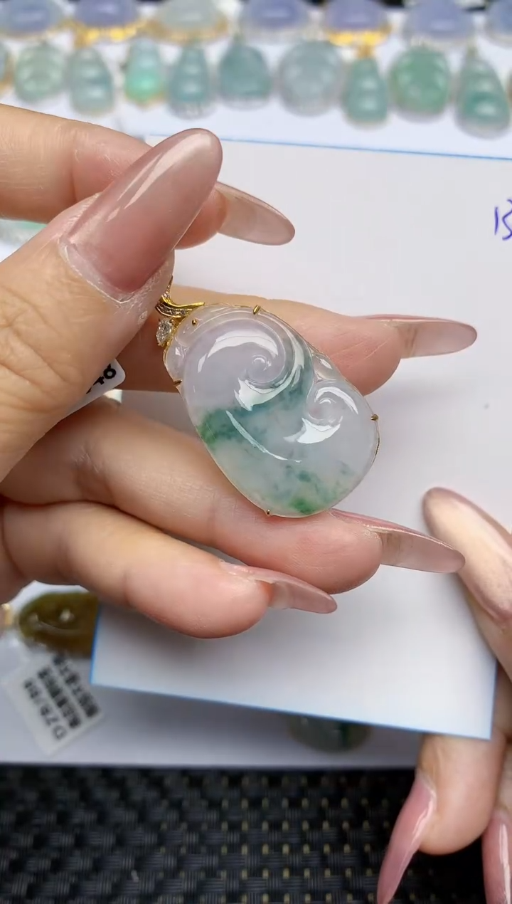 【闪购商品】翡翠颈饰18K金镶嵌天然A货翡翠 137