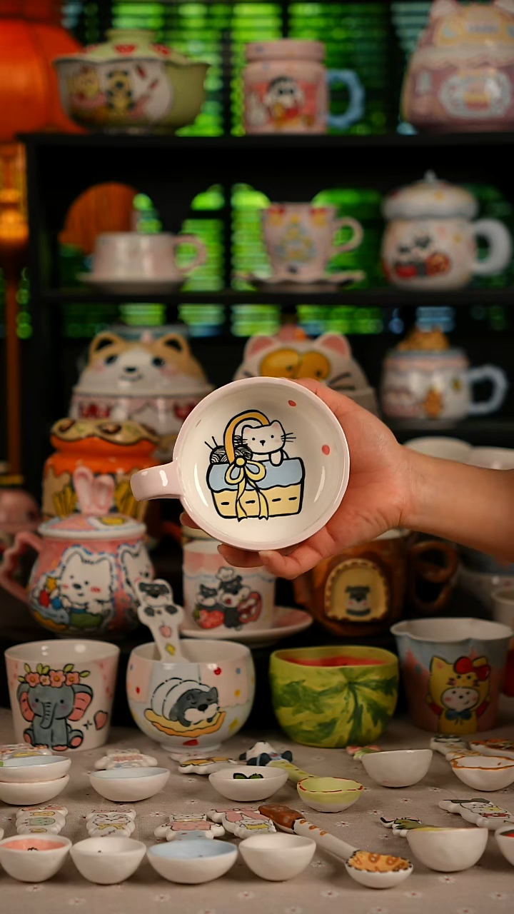 陶瓷无盖款景德镇高温釉下彩纯手绘创意瓷 
