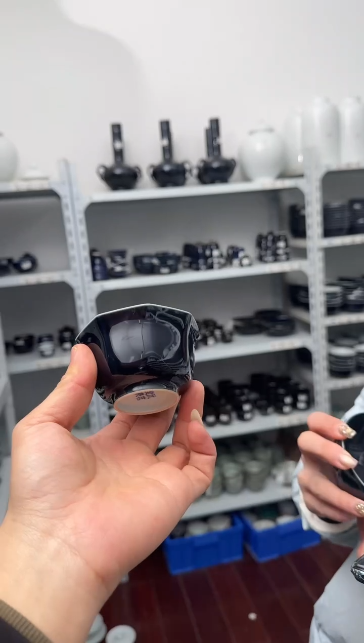 杯子陶宝石蓝八方杯宝石蓝八方杯