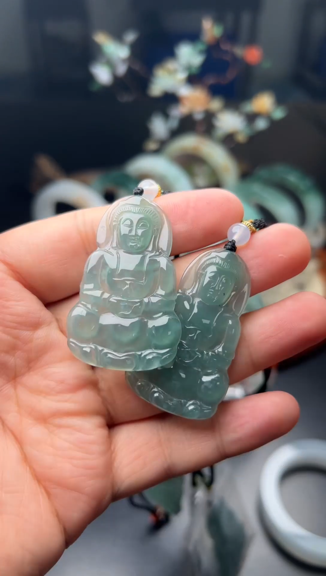 翡翠未镶嵌颈饰多样性发一件/配绳