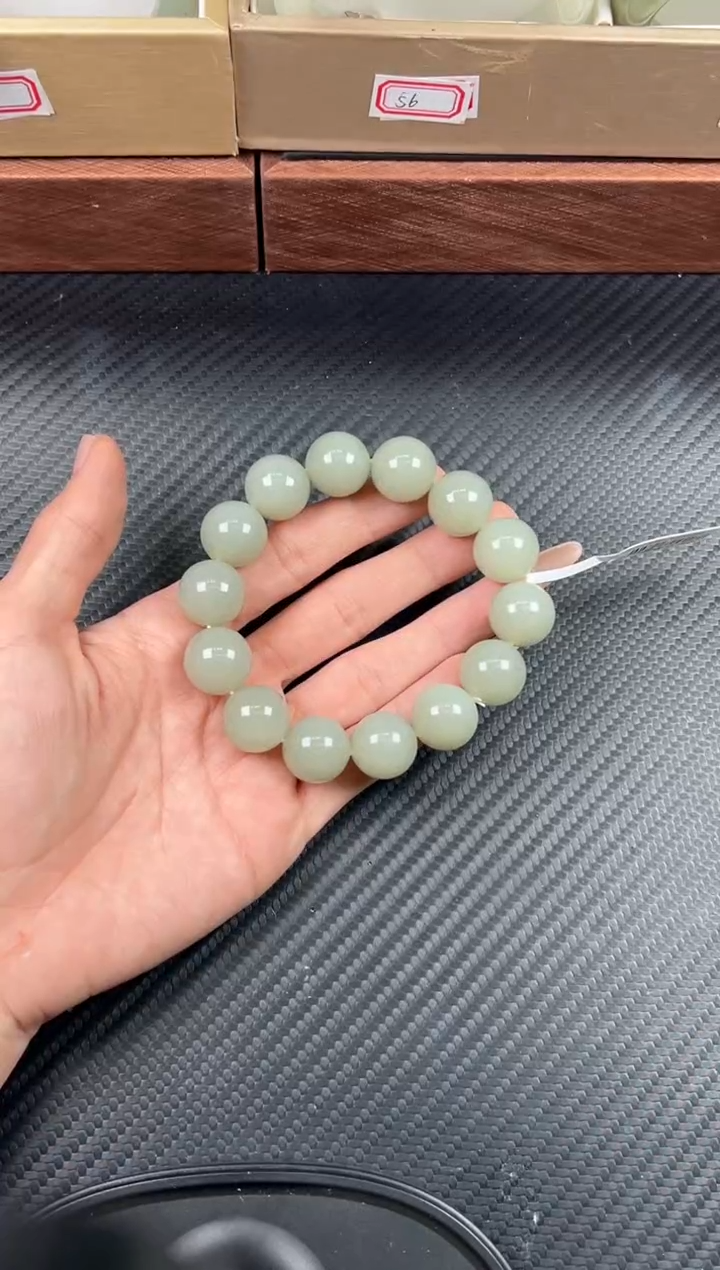 未镶嵌手串和田玉且末近矿微色差手串卡16