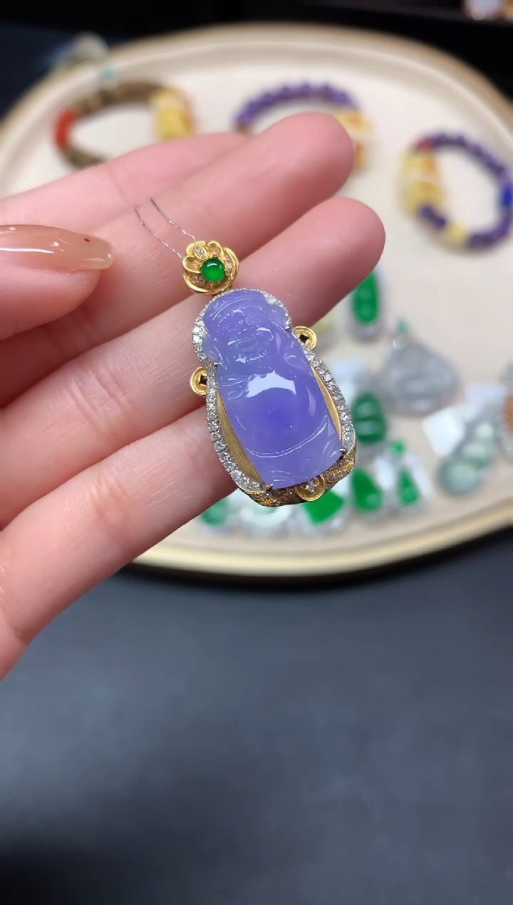 【闪购商品】翡翠吊坠(不含链)18K金镶嵌吊坠A58|19800