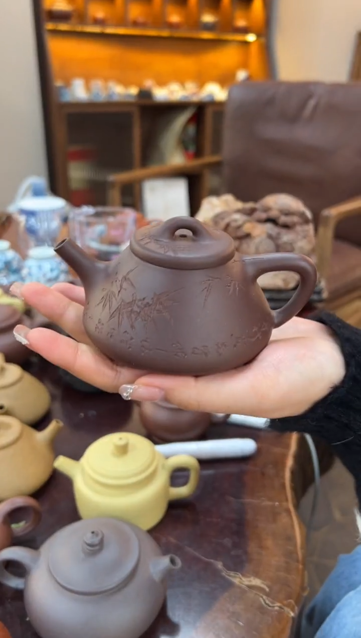 【闪购商品】紫砂茶壶【头哥手工壶】子冶石瓢底槽清刻绘
