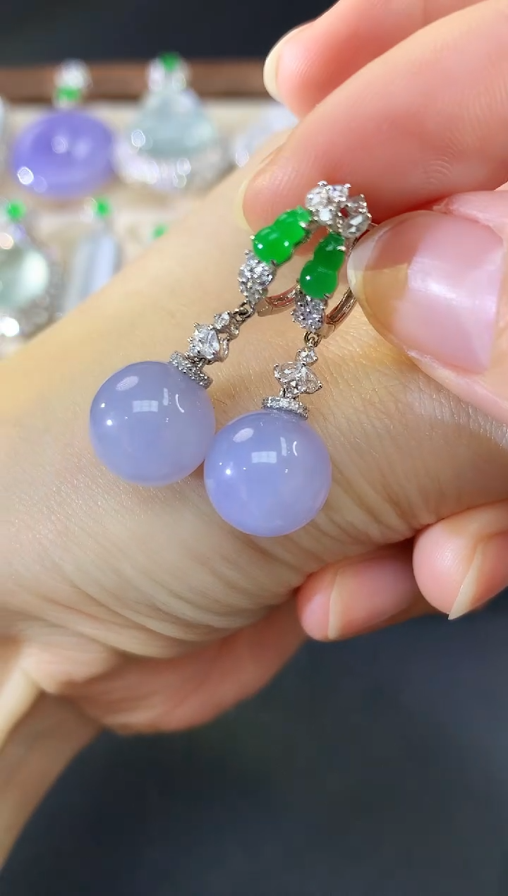 18K金镶嵌翡翠耳饰285|14800