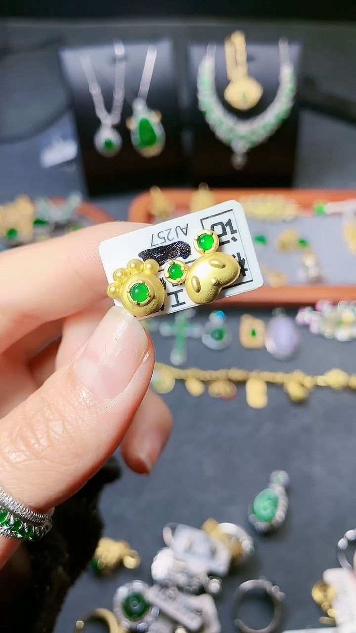 【闪购商品】翡翠耳饰银S925镶嵌耳饰