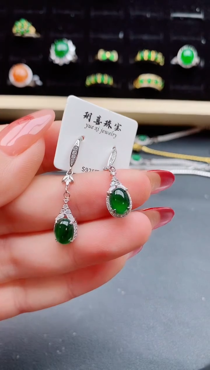 【闪购商品】翡翠耳饰银S925镶嵌321321