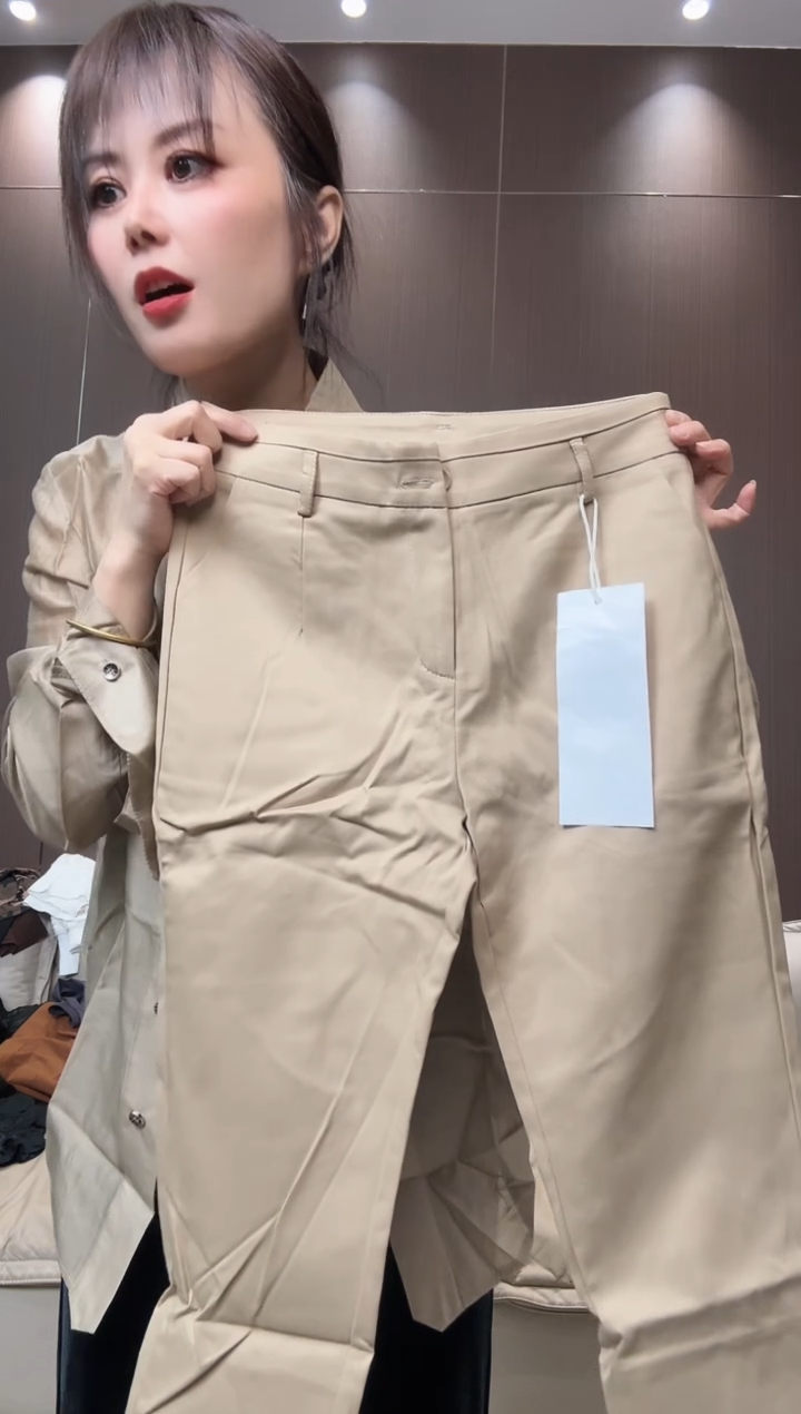 米色裤子八分裤XL码