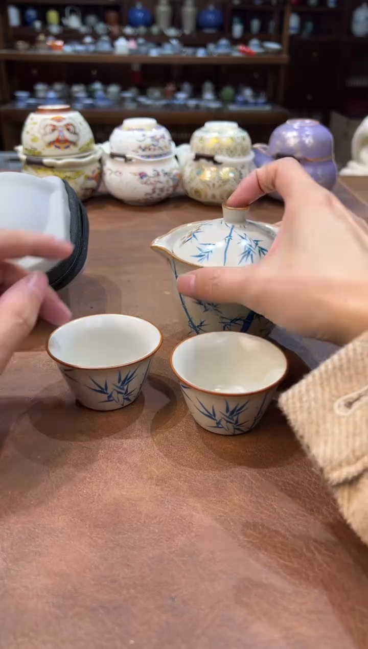 真的很便宜超好看会开片的旅行茶具