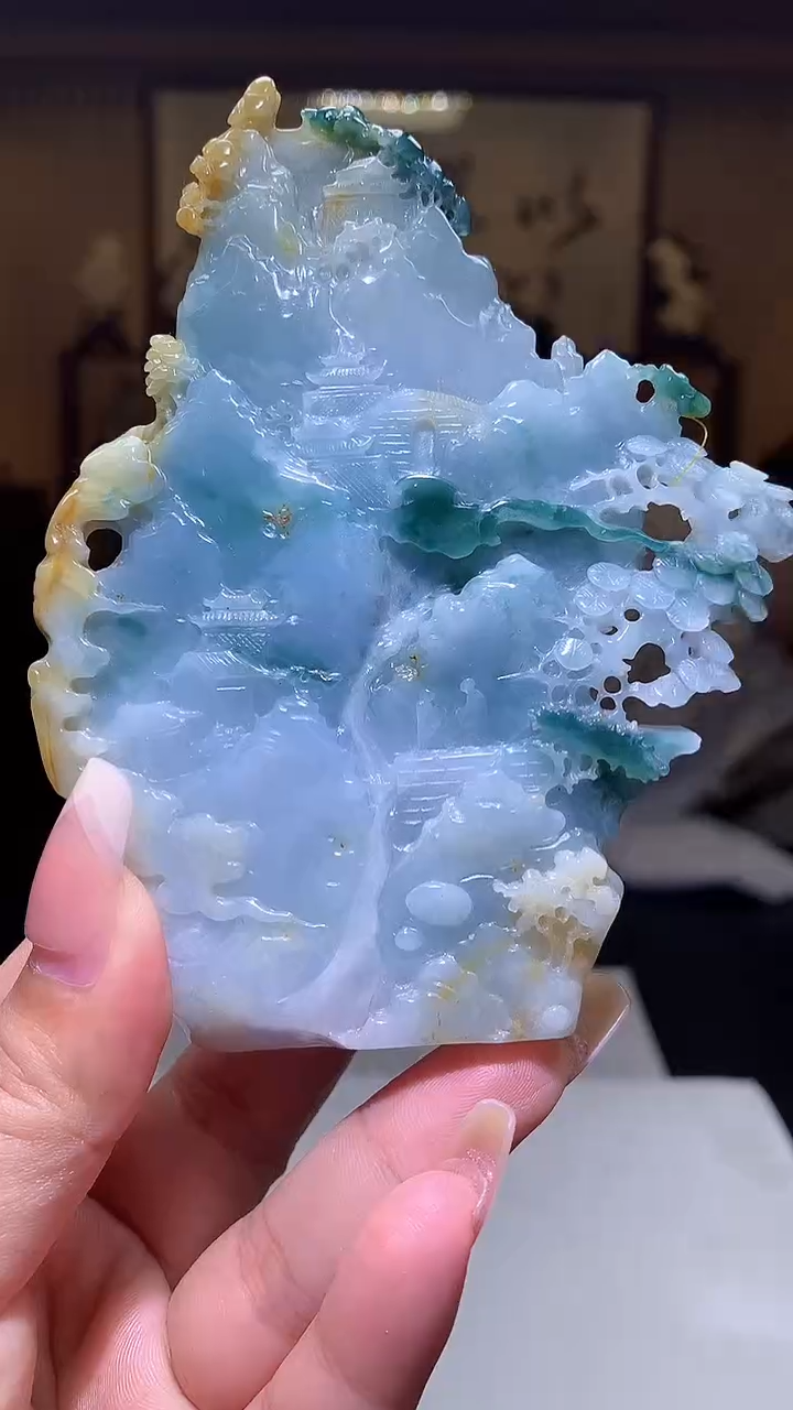 【闪购商品】定制翡翠未镶嵌1085xx-毛货挂件43赠底座