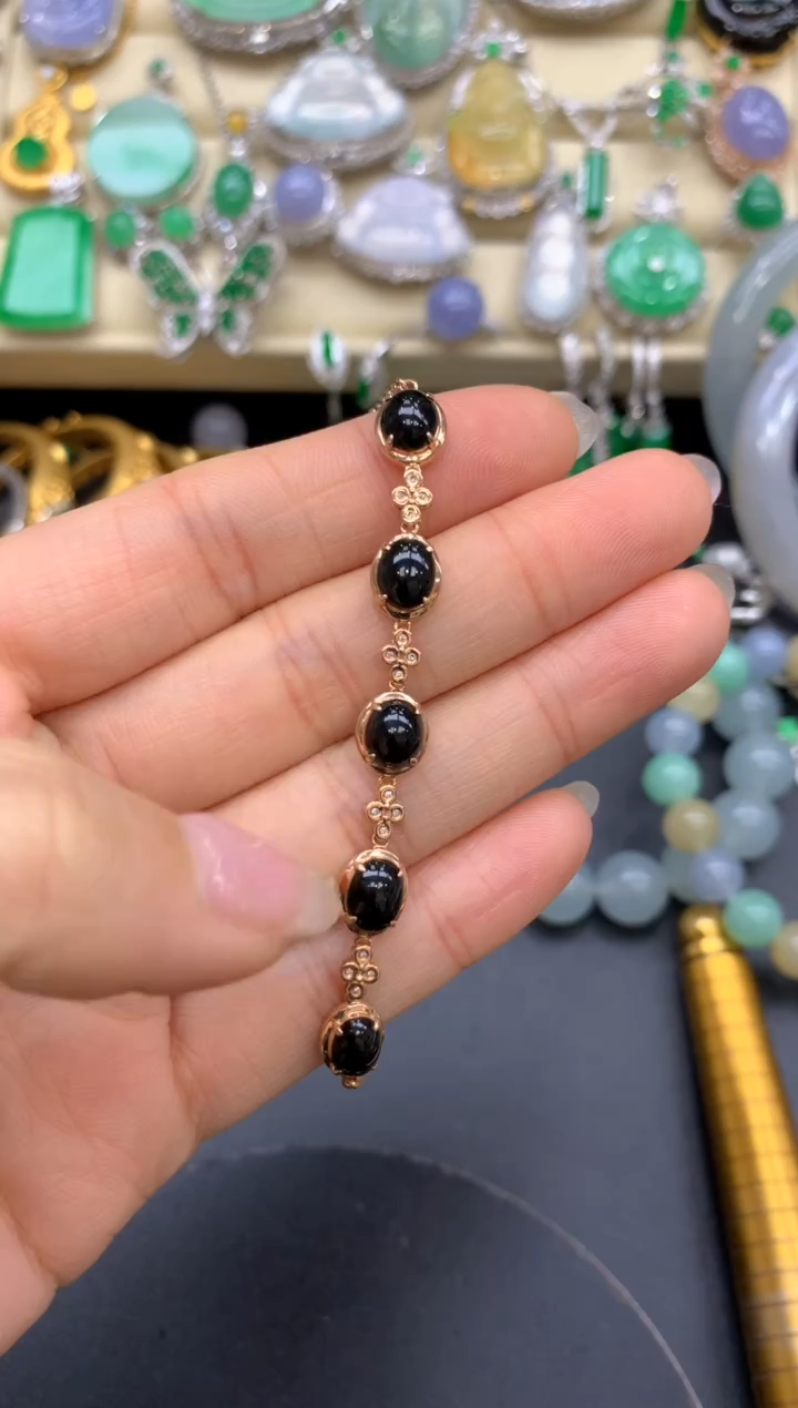 【闪购商品】翡翠手链18K金镶嵌286-中国好珍宝