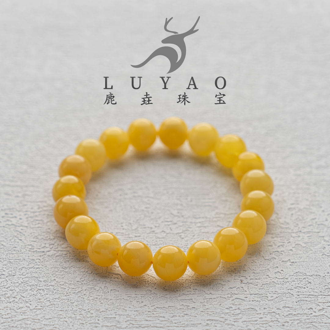 【鹿垚珠宝】天然蜜蜡单圈手串复古文艺风轻奢精致小众多样性发一