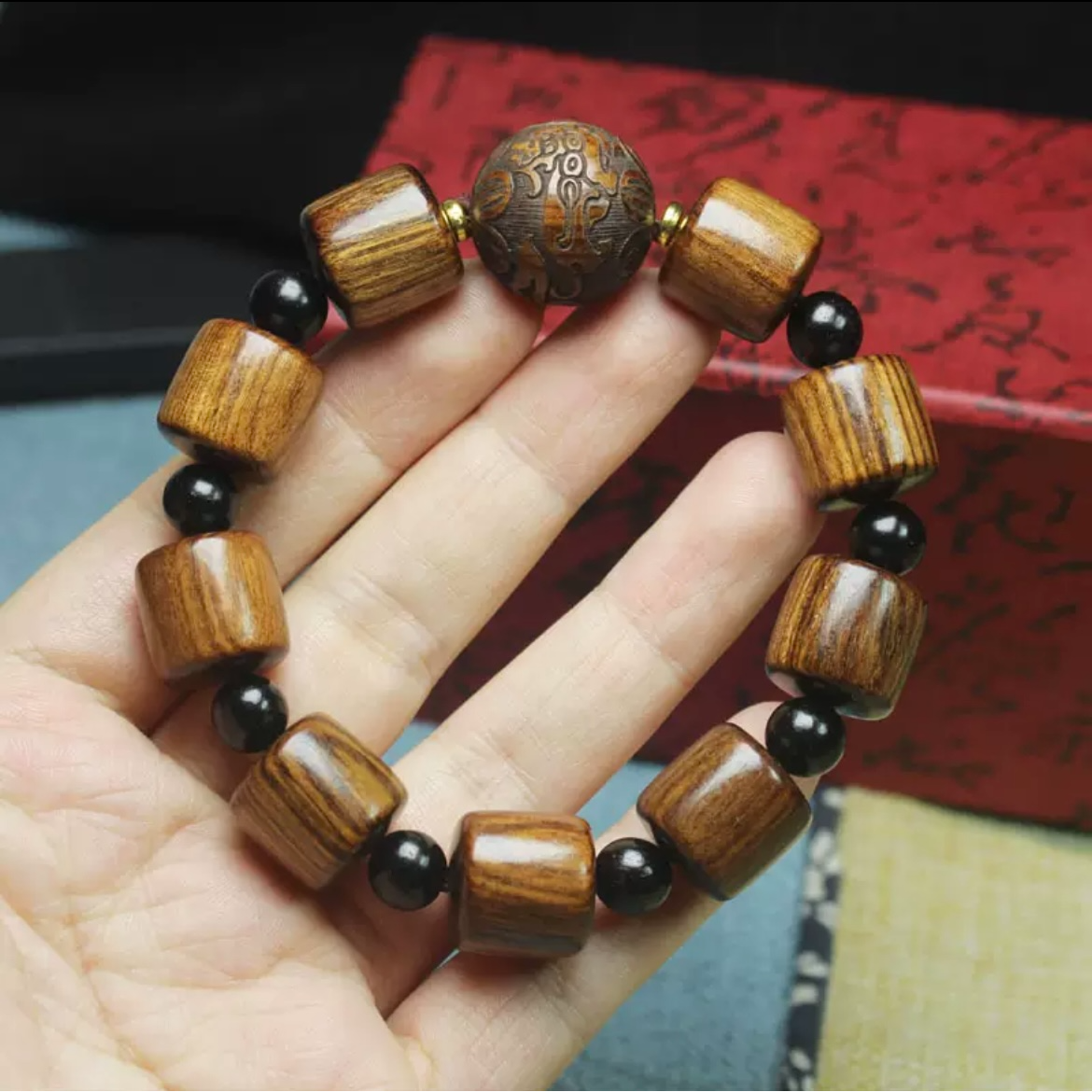 黄花梨木桶珠手串-无礼盒 32560