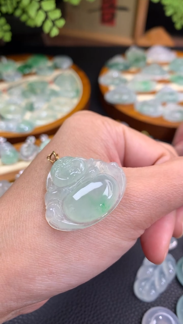 【闪购商品】翡翠项链18K金镶嵌佛公