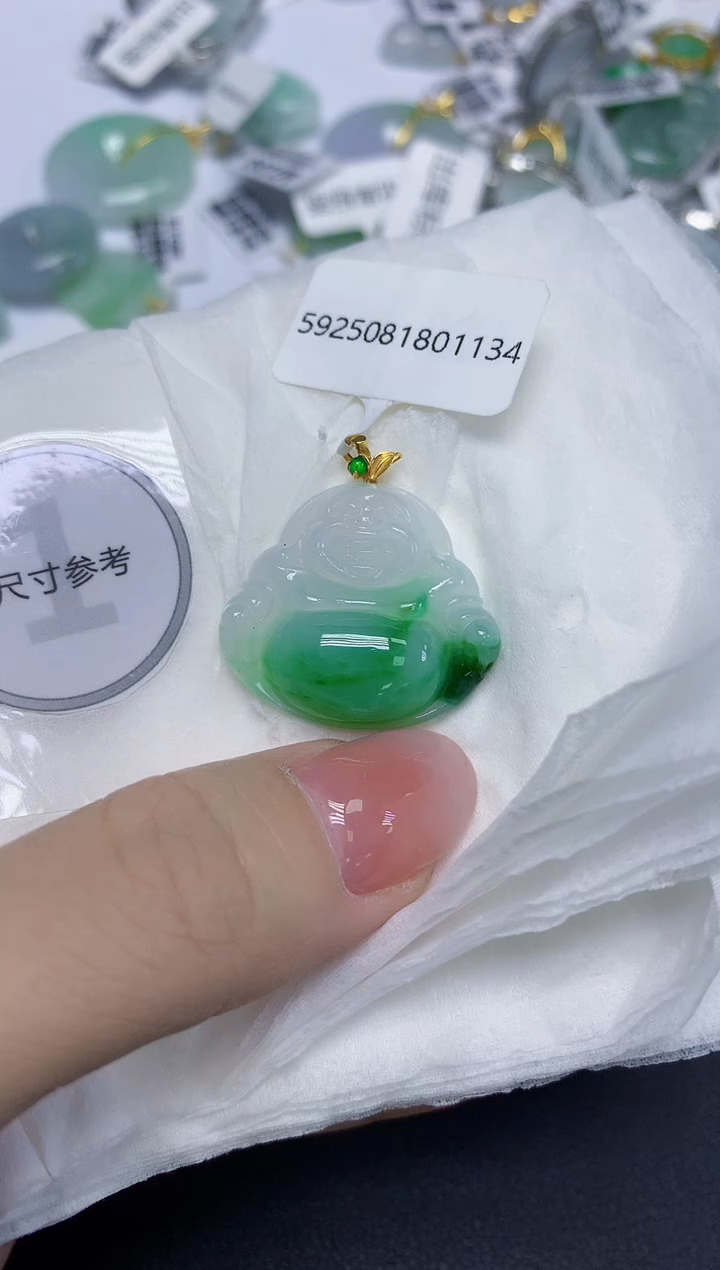 颈饰18K金镶嵌翡翠天然缅甸翡翠A货多样性发一件