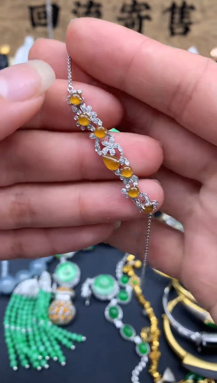 【闪购商品】翡翠手串18K金镶嵌115-中国好珍宝