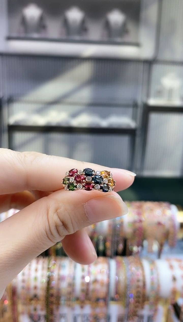 银S925镶嵌戒指碧玺354354354354