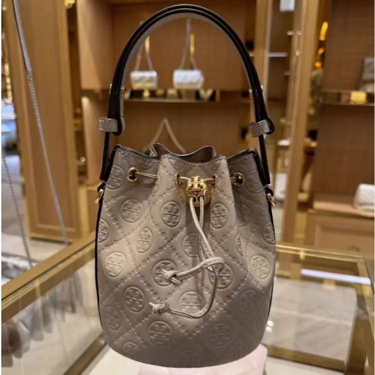 Tory Burch汤丽柏琦预售T MONOGRAM灰色迷你水桶包158530-201样包
